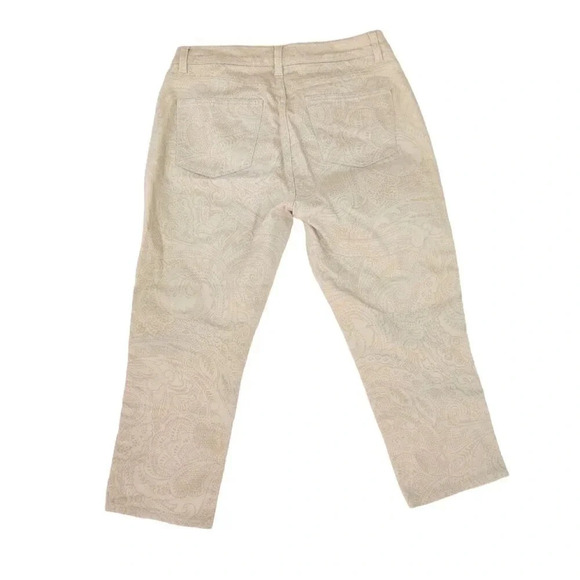 Talbots Slim Cropped Curvy Ivory Cream Paisley Jeans Sz 29 Cottagecore Coastal - Picture 3 of 8